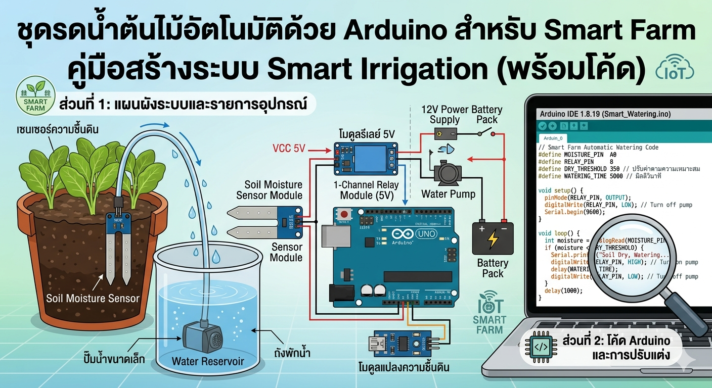 Arduino Farm ชุดรดน้ำต้นไม้อัตโนมัติด้วย Arduino สำหรับ Smart Farm (พร้อมโค้ด ...