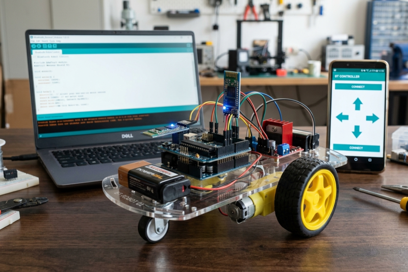 สร้างรถหุ่นยนต์ 2WD ควบคุมผ่าน Bluetooth HC-06 ด้วย Arduino