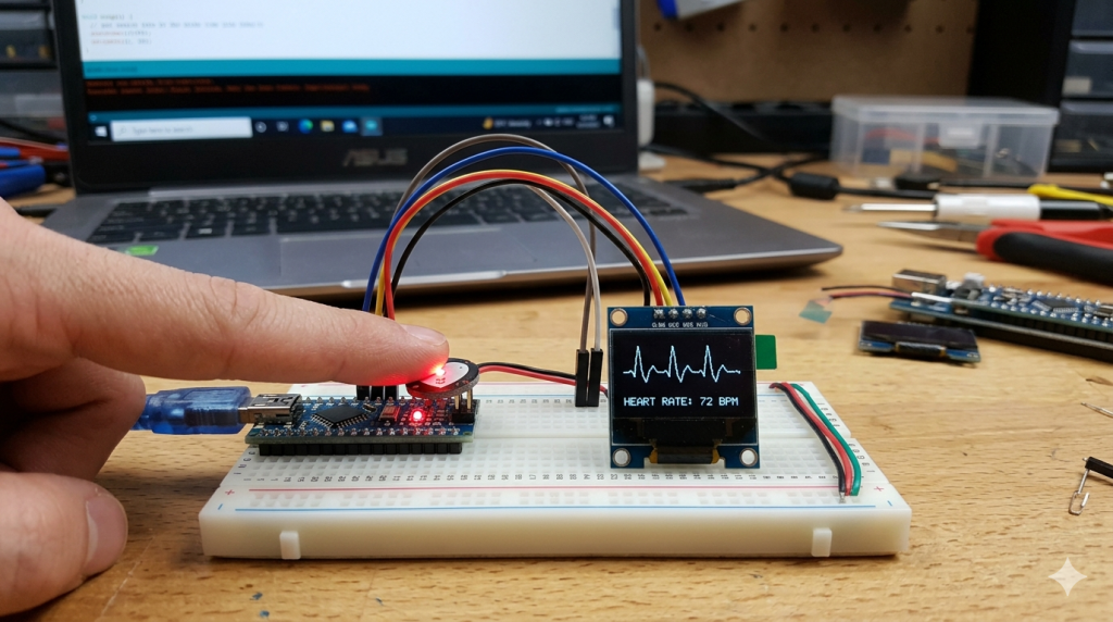 วัดอัตราการเต้นของหัวใจ Heartbeat Sensor กับ Arduino แสดงผลผ่าน OLED ...