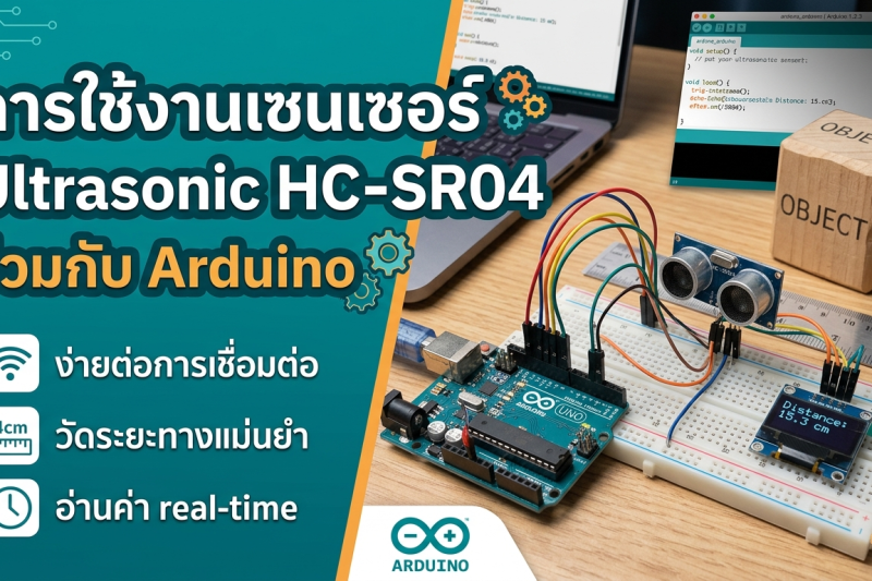 การใช้งานเซนเซอร์ Ultrasonic HC-SR04 ร่วมกับ Arduino