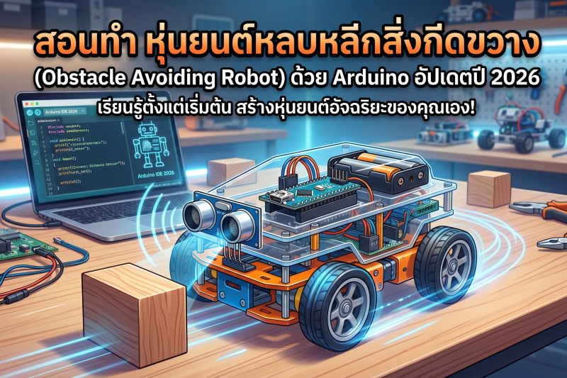 สอนทำ หุ่นยนต์หลบหลีกสิ่งกีดขวาง (Obstacle Avoiding Robot) ด้วย Arduino อัปเดตปี 2026